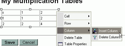 context menu